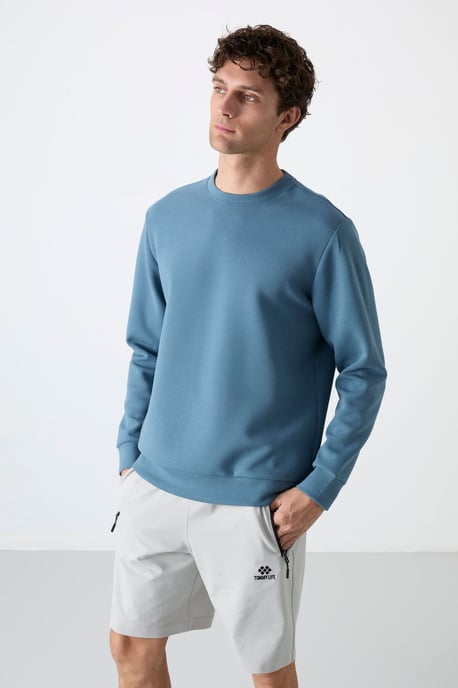 Herren Unifarben Rundhals-Sweatshirt - Image 2
