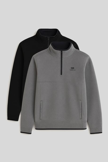 Herren Halbzip-Plüsch-Sweatshirt - Image 1