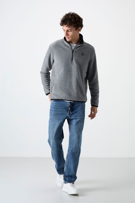 Herren Halbzip-Plüsch-Sweatshirt - Image 4