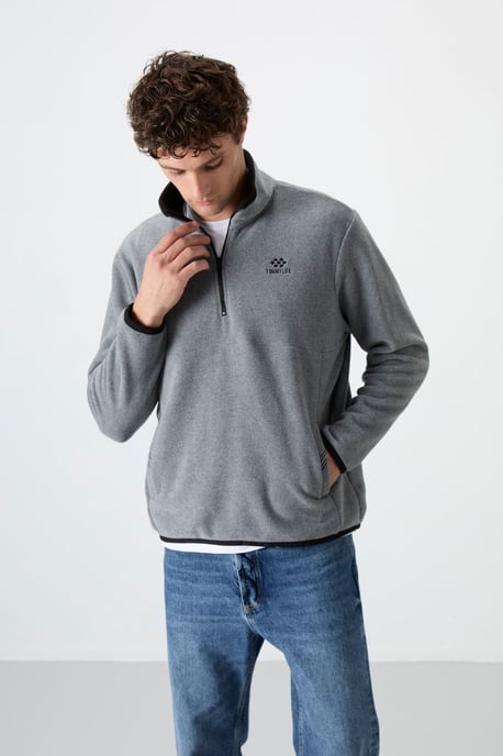 Herren Halbzip-Plüsch-Sweatshirt - Image 6