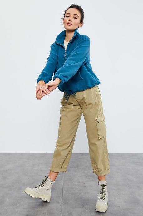 Oversized Half-Zip Plüsch Sweatshirt - Image 2