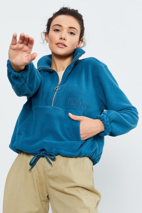Oversized Half-Zip Plüsch Sweatshirt - Image 3