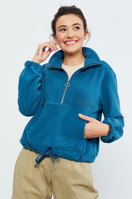 Oversized Half-Zip Plüsch Sweatshirt - Image 5