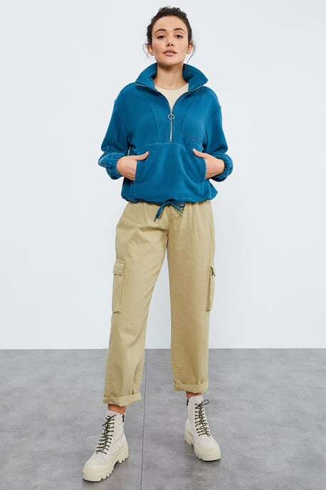 Oversized Half-Zip Plüsch Sweatshirt - Image 6