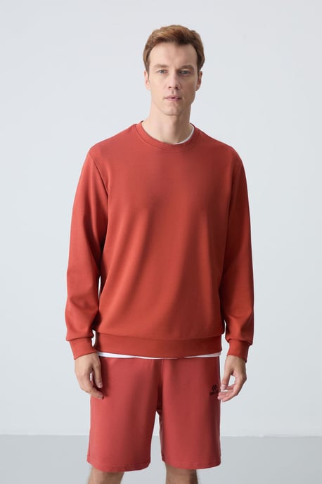 Herren Unifarben Rundhals-Sweatshirt - Image 2