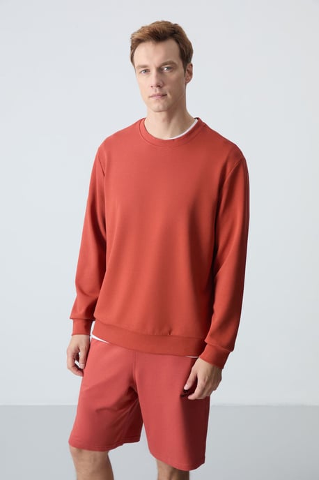 Herren Unifarben Rundhals-Sweatshirt - Image 5