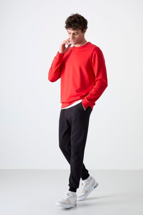 Herren Unifarben Rundhals-Sweatshirt - Image 3