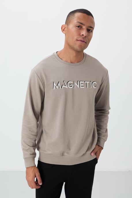 Herren bedruckter Rundhalsausschnitt Pullover - Image 1