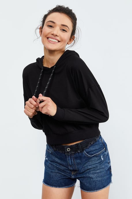 Lässiges Kapuzensweatshirt mit Bindebanddetails - Image 3