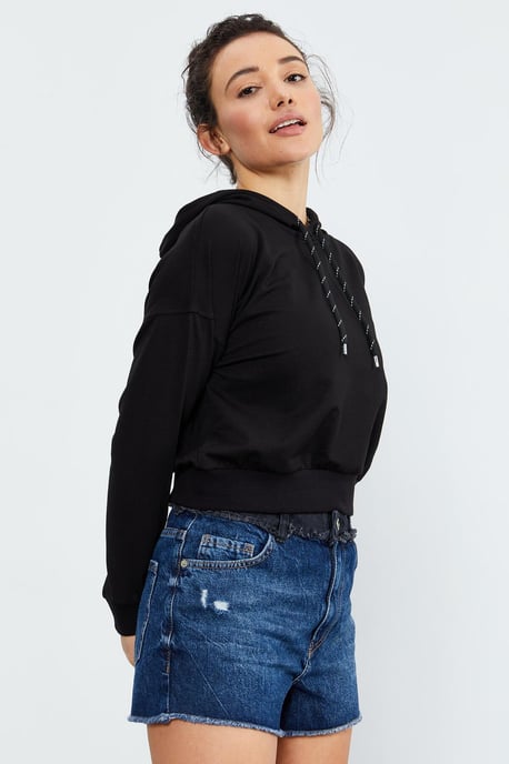 Lässiges Kapuzensweatshirt mit Bindebanddetails - Image 5