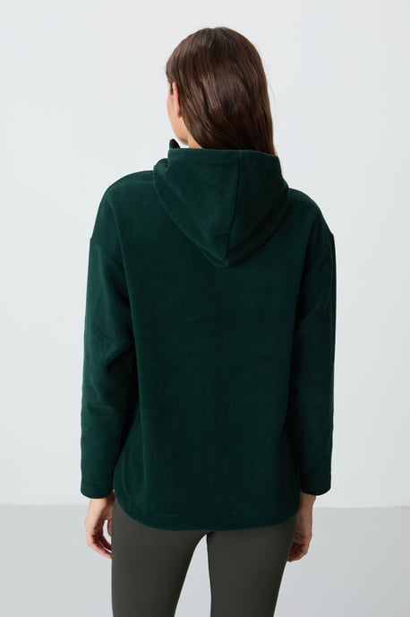 Übergrößen Fleece Halb-Zip Kapuzenpullover - Image 6