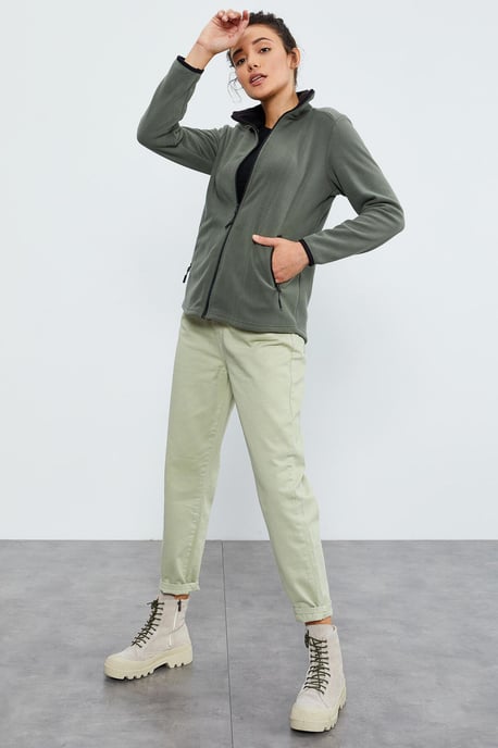 Damen Plüsch Zip-Front Sweatshirt - Image 2