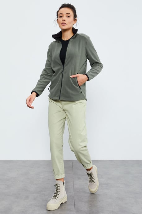 Damen Plüsch Zip-Front Sweatshirt - Image 4