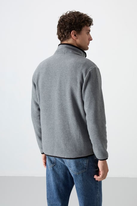 Herren Slim Fit Halbreißverschluss Plüsch Sweatshirt - Image 5