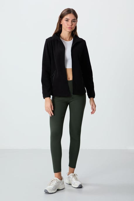 Damen Plüsch Zip-Front Sweatshirt - Image 2