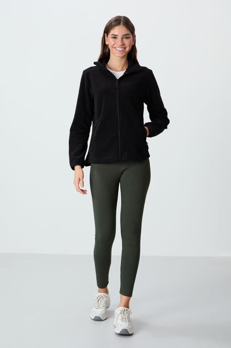 Damen Plüsch Zip-Front Sweatshirt - Image 4