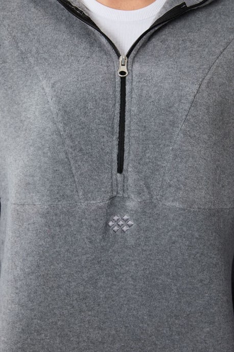 Übergroßer Plüsch-Half-Zip Kapuzenpullover - Image 5