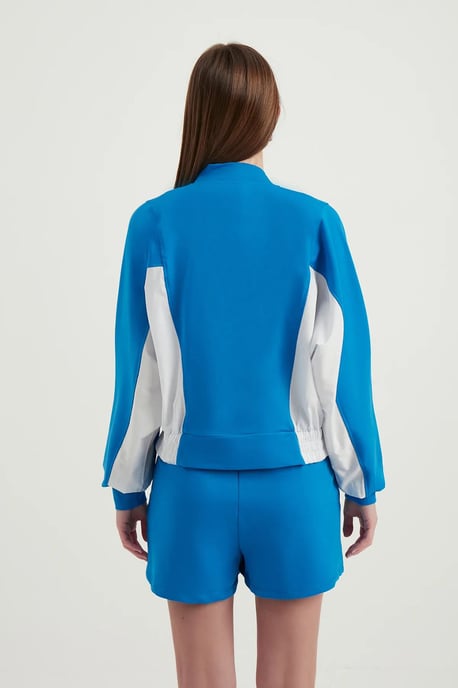 Farbblock-Hochkragen-Button-Sweatshirt - Image 4