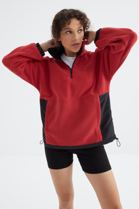 Oversized Halb-Zip Plüsch Sweatshirt - Image 2