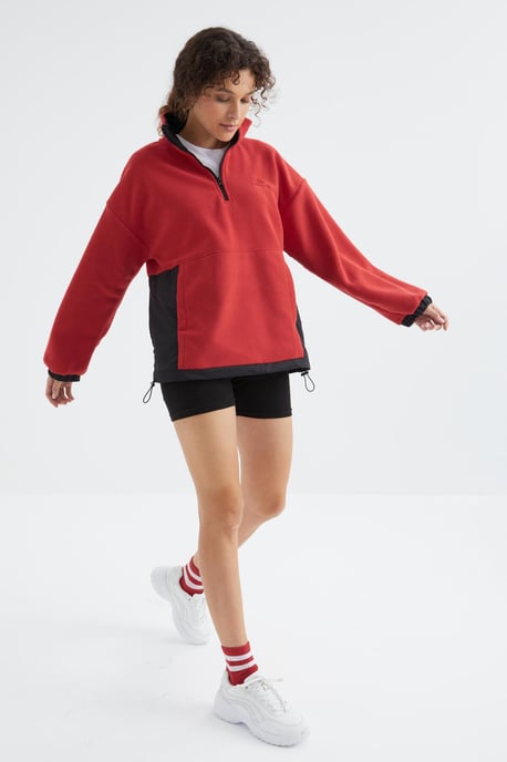 Oversized Halb-Zip Plüsch Sweatshirt - Image 4