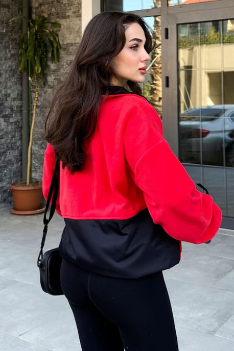 Oversized Halb-Zip Plüsch Sweatshirt - Image 5