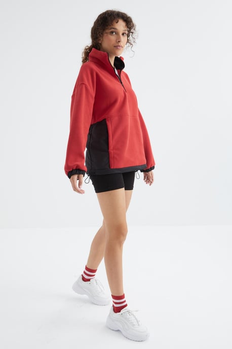 Oversized Halb-Zip Plüsch Sweatshirt - Image 6