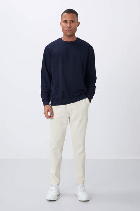 Herren Unifarben Rundhals-Sweatshirt - Image 2