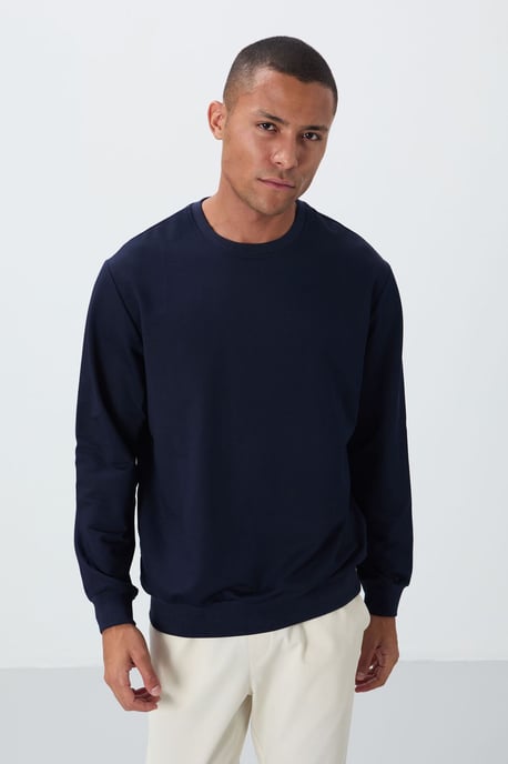 Herren Unifarben Rundhals-Sweatshirt - Image 4