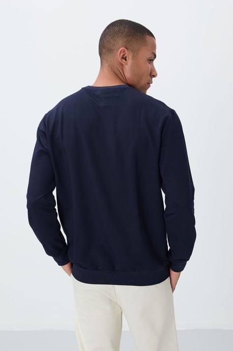 Herren Unifarben Rundhals-Sweatshirt - Image 5