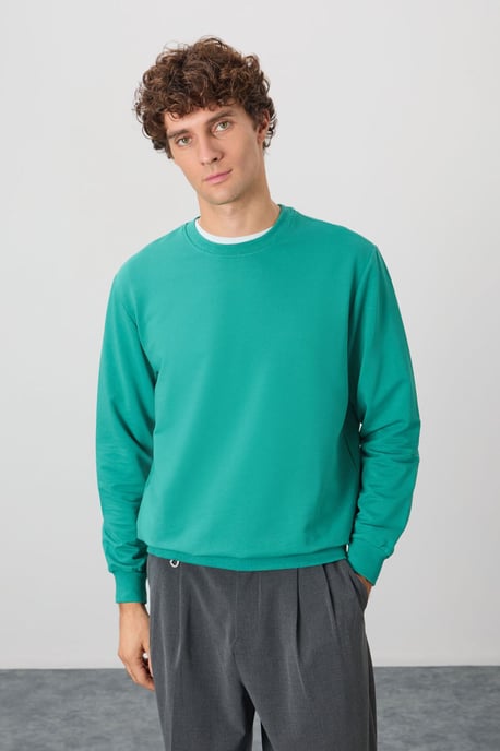 Herren Unifarben Rundhals-Sweatshirt - Image 3