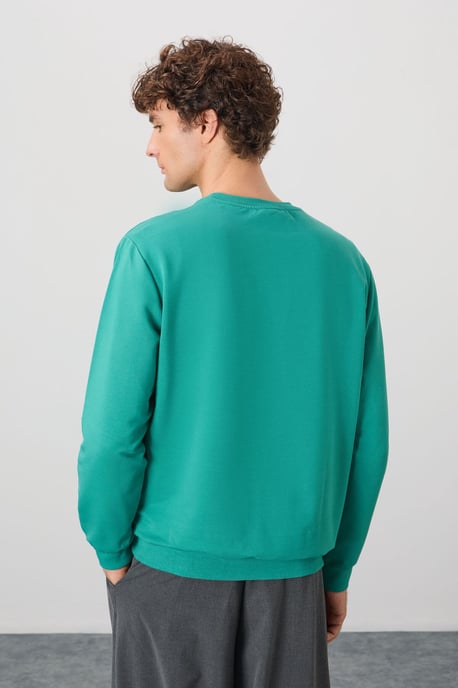 Herren Unifarben Rundhals-Sweatshirt - Image 5