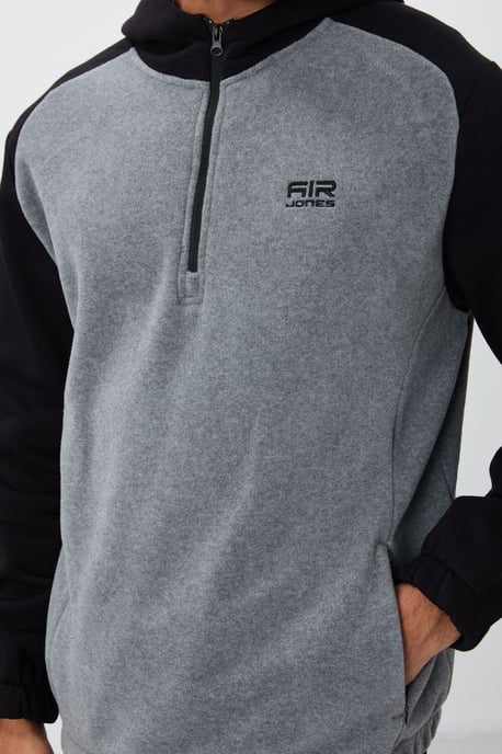 Herren Farbblockierter Halbzip Plush Sweatshirt - Image 2