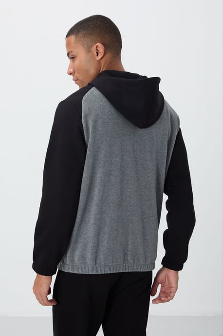 Herren Farbblockierter Halbzip Plush Sweatshirt - Image 5