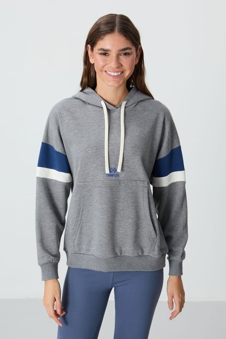 Übergröße Farbblock Kapuzen-Sweatshirt mit Tasche - Image 4