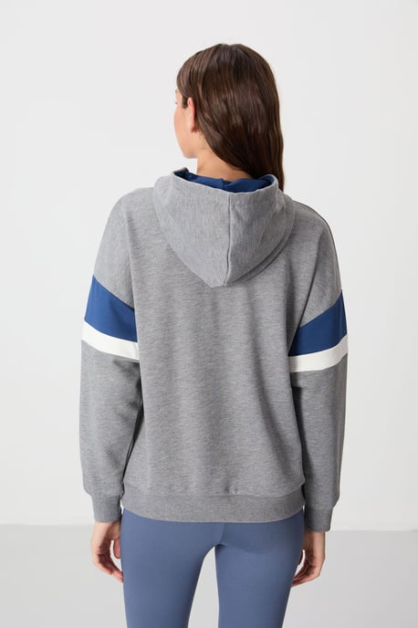 Übergröße Farbblock Kapuzen-Sweatshirt mit Tasche - Image 5