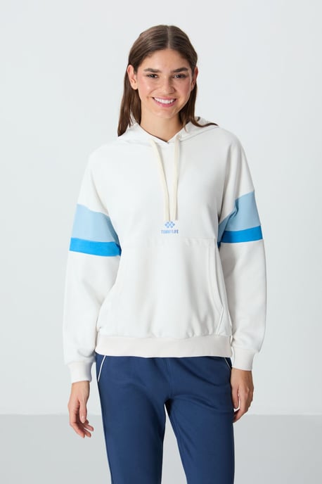 Übergrößen-Farbblock-Hoodie mit Tasche - Image 1