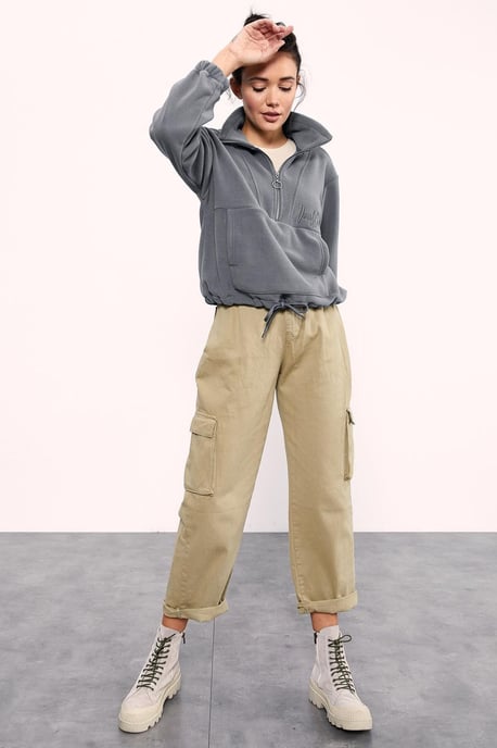 Oversized Halbreissverschluss-Plüschpullover - Image 2