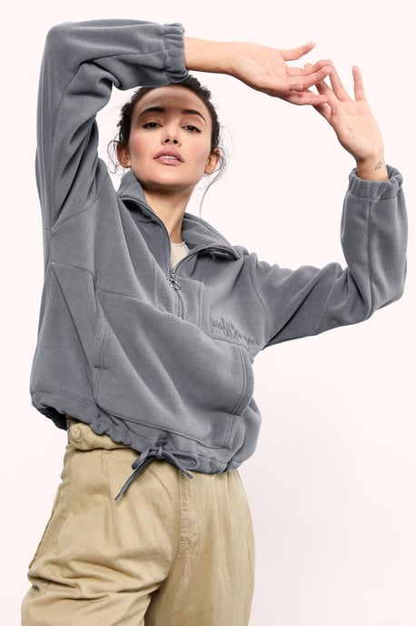 Oversized Halbreissverschluss-Plüschpullover - Image 3
