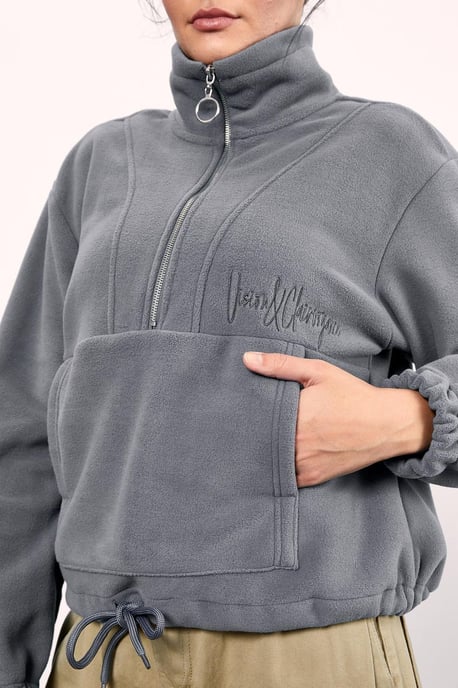 Oversized Halbreissverschluss-Plüschpullover - Image 6