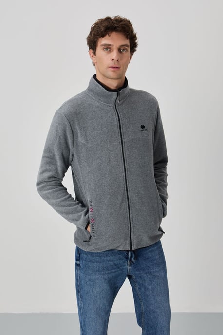 Herren Plüsch Zip-Front Sweatshirt - Image 4