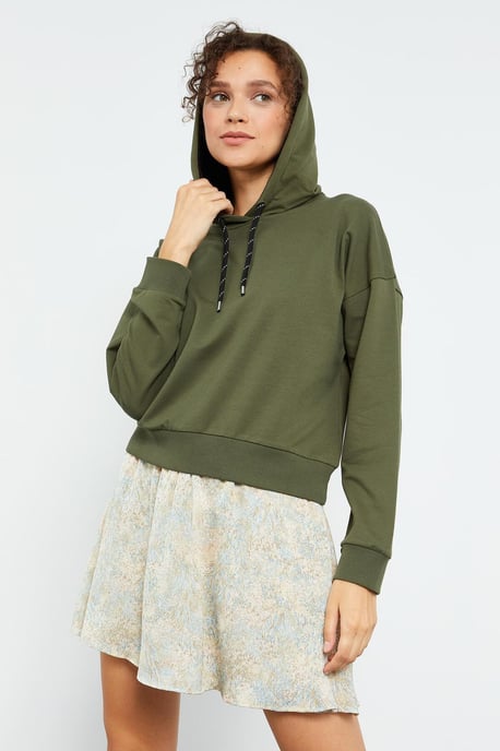 Lässiger Kapuzenpullover mit Bindungsdetail - Image 6