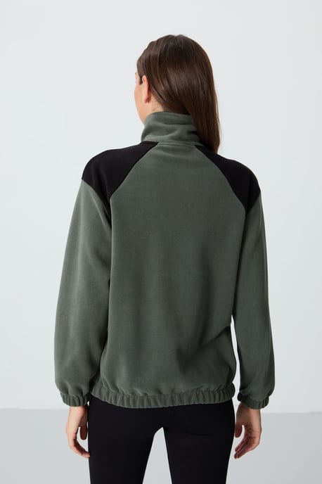Übergroßer Farbblock-Halbzip-Sweatshirt - Image 6