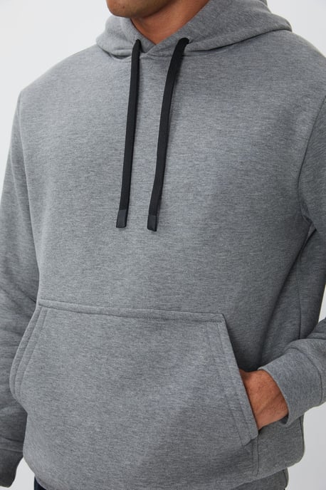 Herren einfarbiger Kapuzenpullover mit Tasche - Image 2