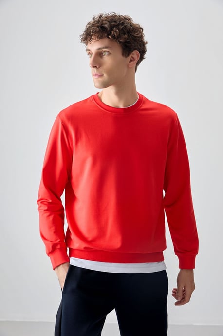Herren Unifarben Rundhals-Sweatshirt - Image 2