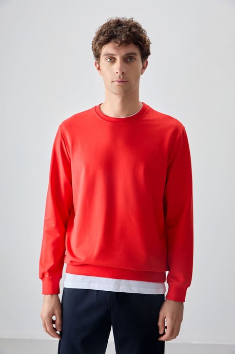 Herren Unifarben Rundhals-Sweatshirt - Image 4