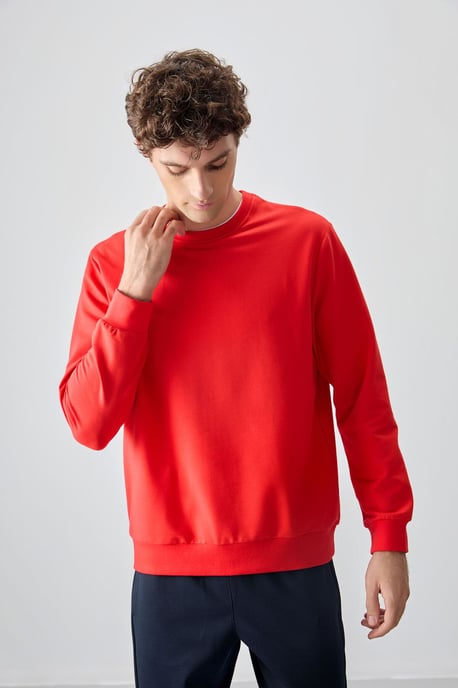 Herren Unifarben Rundhals-Sweatshirt - Image 5