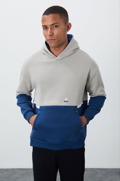 Herren Farbblockiertes Kapuzensweatshirt - Image 1