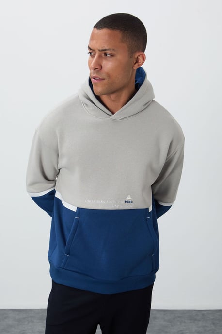 Herren Farbblockiertes Kapuzensweatshirt - Image 4