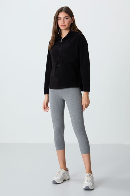 Übergroßer Plüsch-Hoodie mit halbem Reißverschluss - Image 2