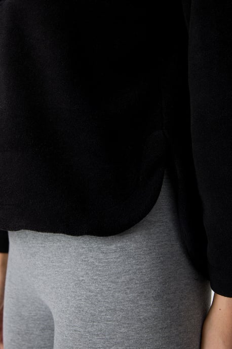 Übergroßer Plüsch-Hoodie mit halbem Reißverschluss - Image 3